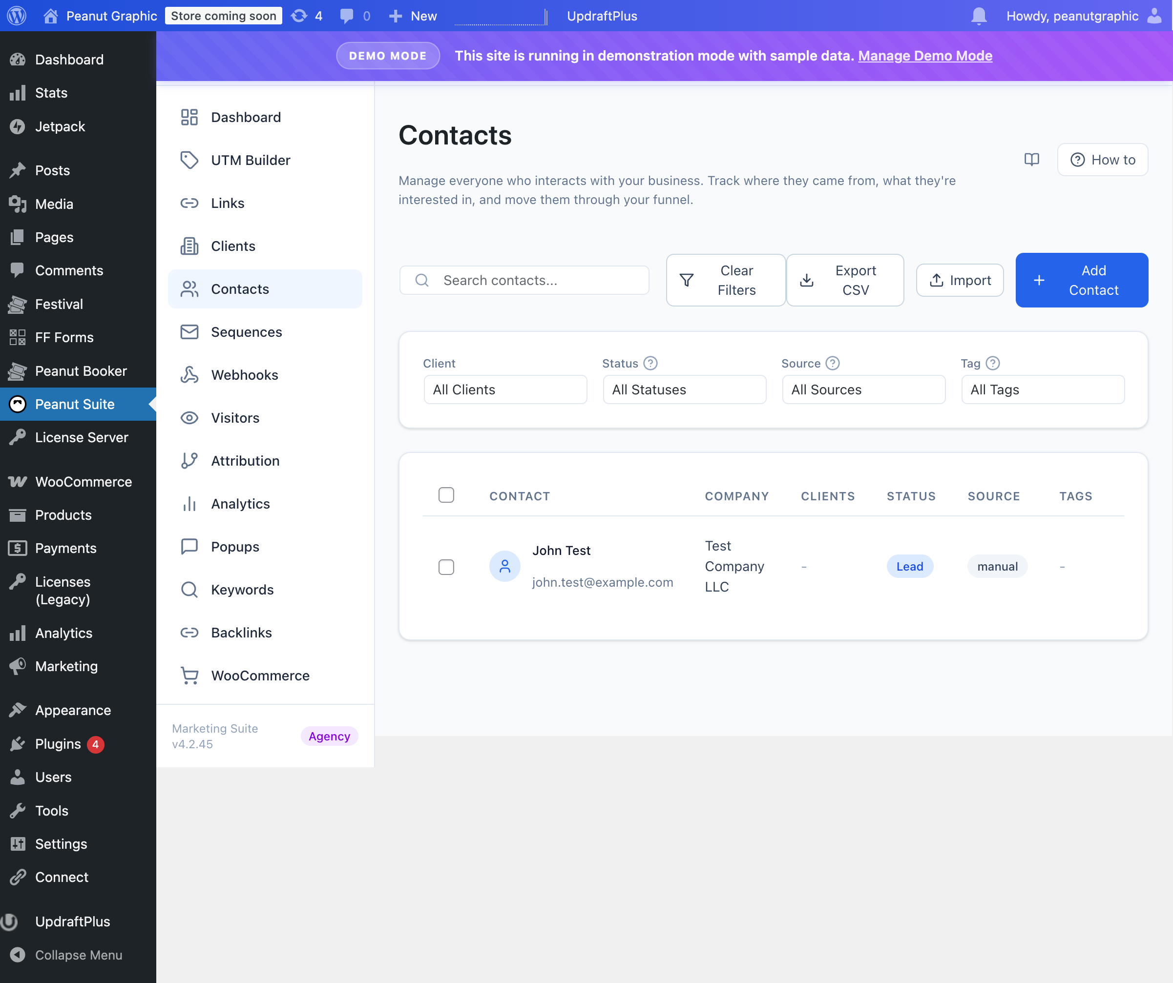 Peanut Suite Contacts